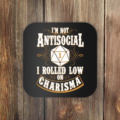 Vintage I'm Not Antisocial I Rolled Low On Charisma Coaster