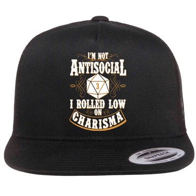 Vintage I'm Not Antisocial I Rolled Low On Charisma Flat Bill Trucker Hat