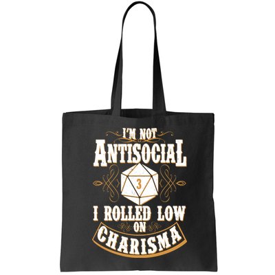 Vintage I'm Not Antisocial I Rolled Low On Charisma Bag