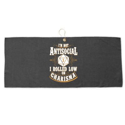Vintage I'm Not Antisocial I Rolled Low On Charisma Large Microfiber Waffle Golf Towel