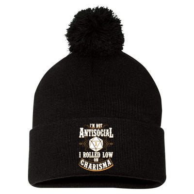 Vintage I'm Not Antisocial I Rolled Low On Charisma Pom Pom 12in Knit Beanie