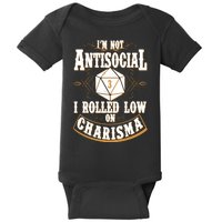 Vintage I'm Not Antisocial I Rolled Low On Charisma Baby Bodysuit