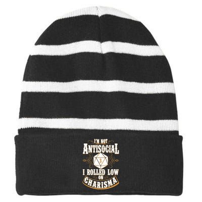 Vintage I'm Not Antisocial I Rolled Low On Charisma Striped Beanie with Solid Band