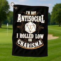 Vintage I'm Not Antisocial I Rolled Low On Charisma Golf Towel