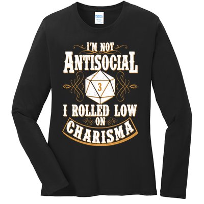 Vintage I'm Not Antisocial I Rolled Low On Charisma Ladies Long Sleeve Shirt