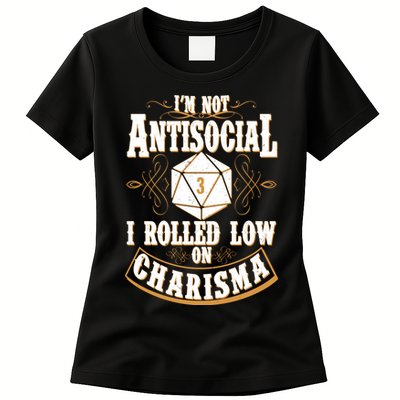 Vintage I'm Not Antisocial I Rolled Low On Charisma Womens T-Shirt