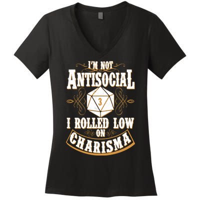 Vintage I'm Not Antisocial I Rolled Low On Charisma Women's V-Neck T-Shirt