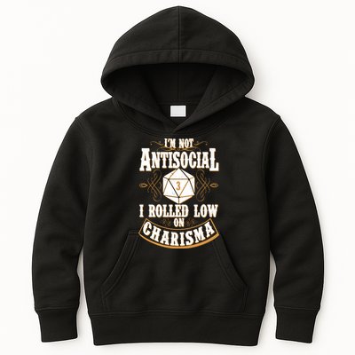 Vintage I'm Not Antisocial I Rolled Low On Charisma Kids Hoodie