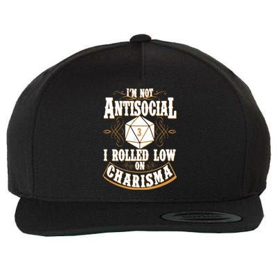 Vintage I'm Not Antisocial I Rolled Low On Charisma Wool Snapback Cap