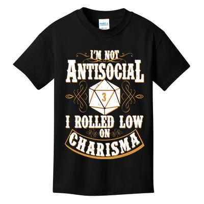 Vintage I'm Not Antisocial I Rolled Low On Charisma Kids T-Shirt