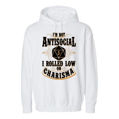 Vintage I'm Not Antisocial I Rolled Low On Charisma Garment-Dyed Fleece Hoodie