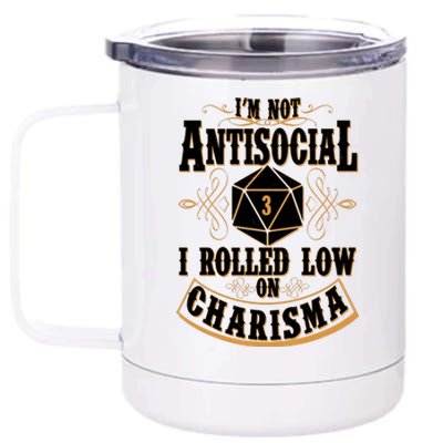 Vintage I'm Not Antisocial I Rolled Low On Charisma 12 oz Stainless Steel Tumbler Cup