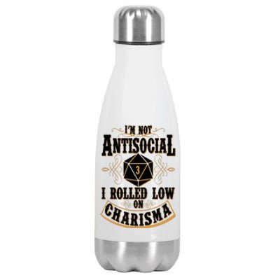 Vintage I'm Not Antisocial I Rolled Low On Charisma Stainless Steel Insulated Water Bottle