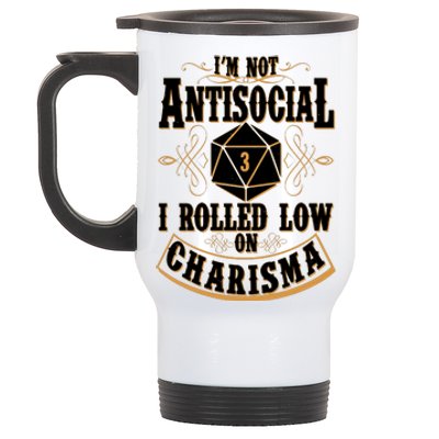 Vintage I'm Not Antisocial I Rolled Low On Charisma Stainless Steel Travel Mug