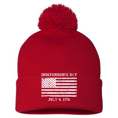 Vintage Independence Day 1776 Pom Pom 12in Knit Beanie