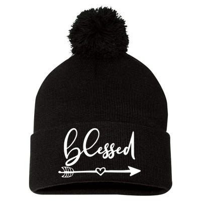Vintage Inspirational Blessed  Pom Pom 12in Knit Beanie