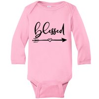 Vintage Inspirational Blessed  Baby Long Sleeve Bodysuit