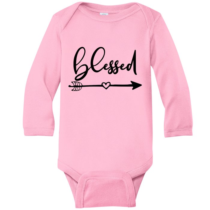 Vintage Inspirational Blessed  Baby Long Sleeve Bodysuit