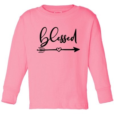 Vintage Inspirational Blessed  Toddler Long Sleeve Shirt