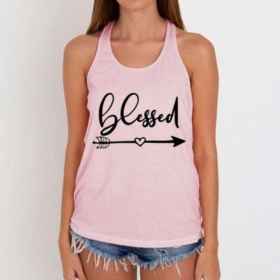 Vintage Inspirational Blessed  Women's Knotted Racerback Tank