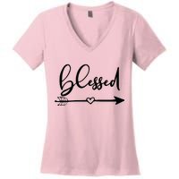 Vintage Inspirational Blessed  Women's V-Neck T-Shirt