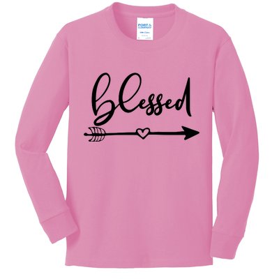 Vintage Inspirational Blessed  Kids Long Sleeve Shirt