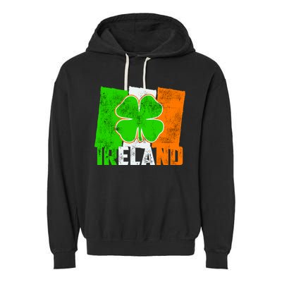 Vintage Ireland Irish Flag St. Patrick's Day Garment-Dyed Fleece Hoodie