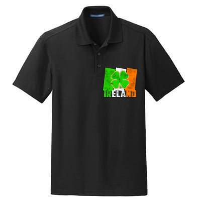 Vintage Ireland Irish Flag St. Patrick's Day Dry Zone Grid Polo