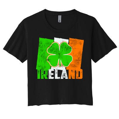 Vintage Ireland Irish Flag St. Patrick's Day Women's Crop Top Tee