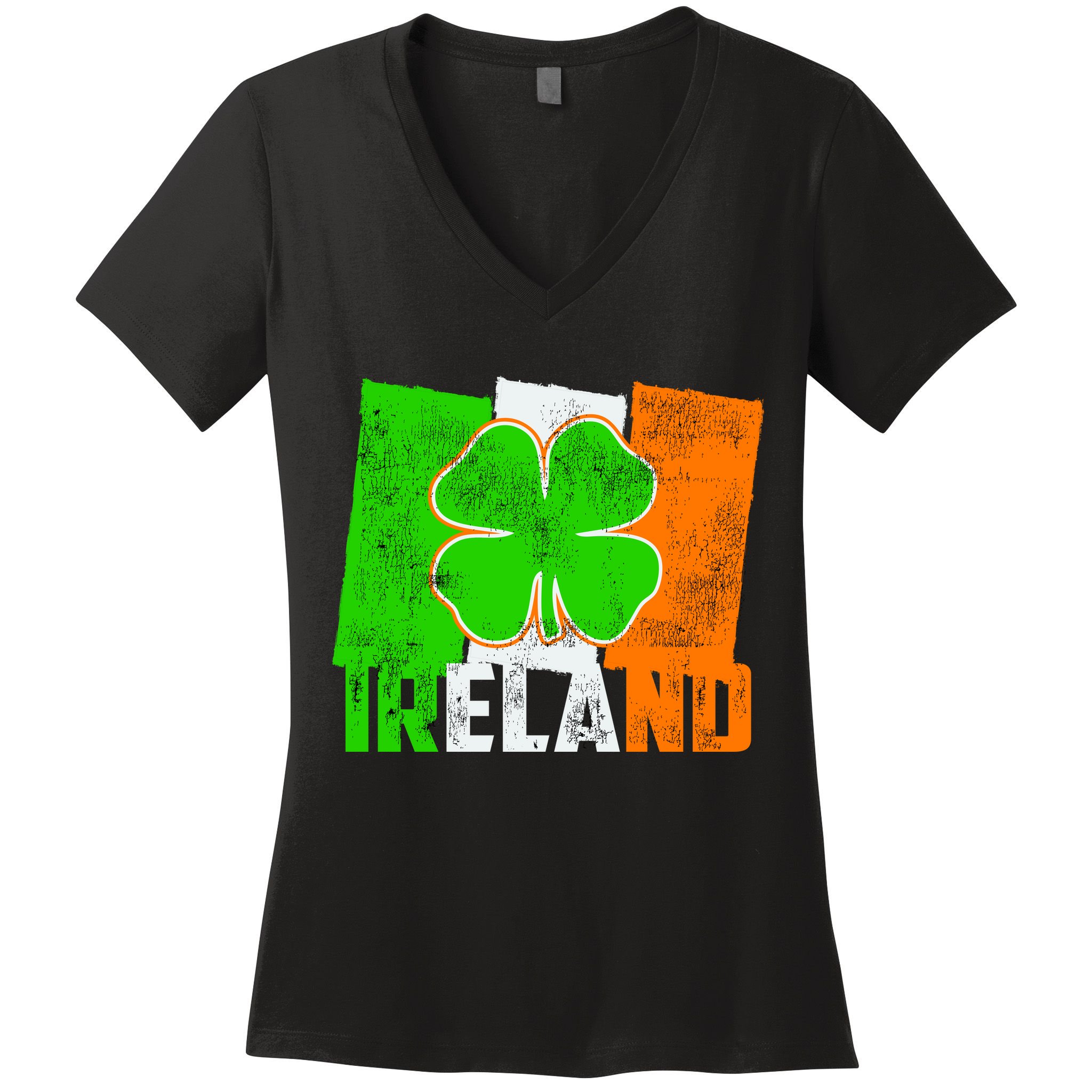 Vintage Ireland Irish Flag St. Patrick's Day Women's V-Neck T-Shirt