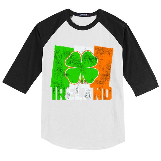 Vintage Ireland Irish Flag St. Patrick's Day Kids Colorblock Raglan Jersey