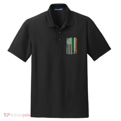 Vintage Irish American Flag Dry Zone Grid Polo