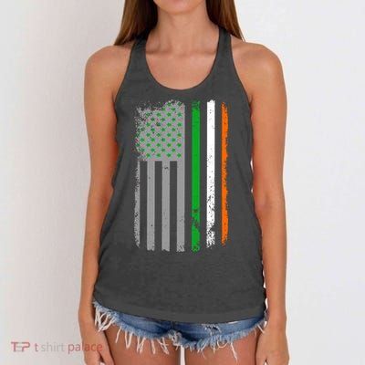 Vintage Irish American Flag Women's Knotted Racerback Tank