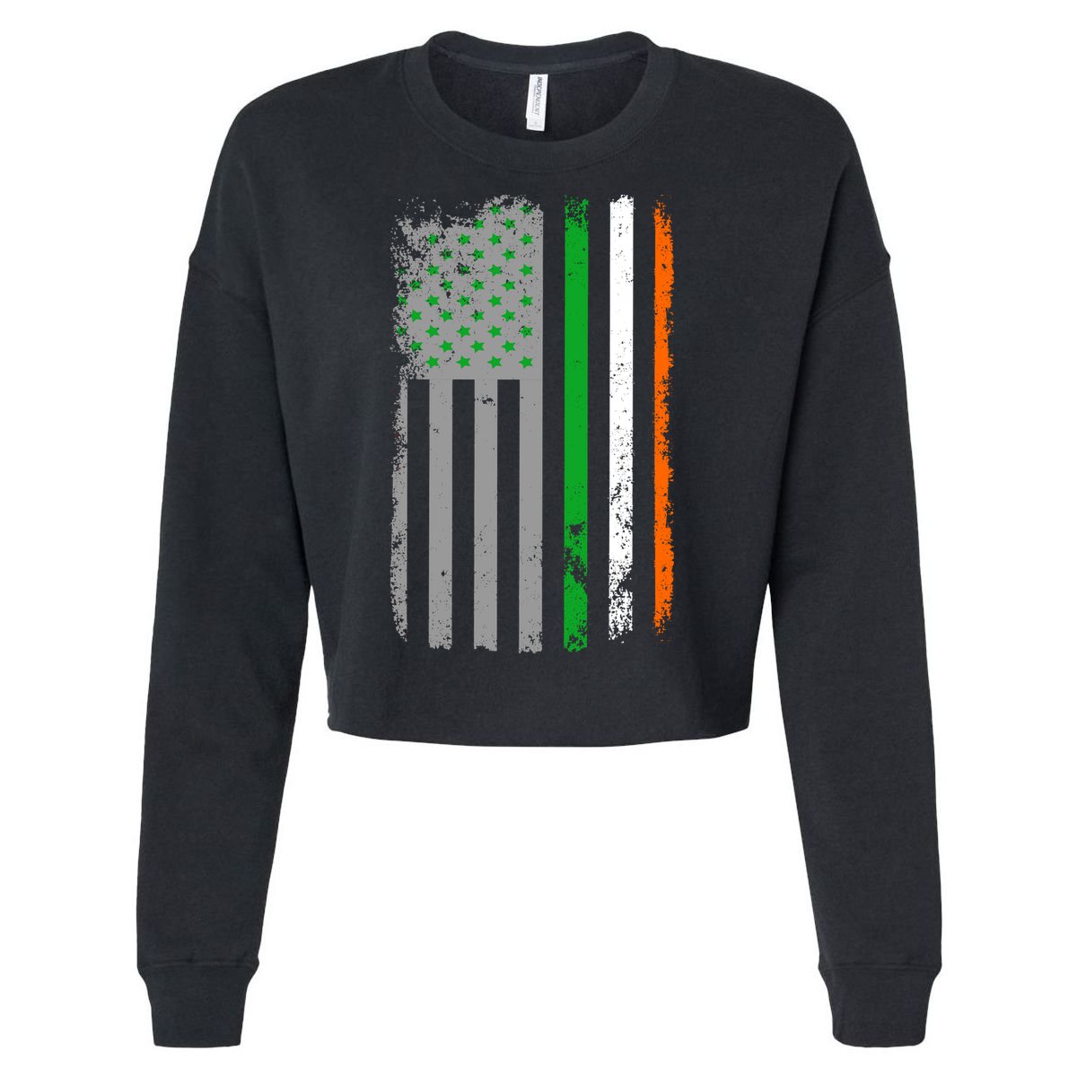 Vintage Irish American Flag Cropped Pullover Crew