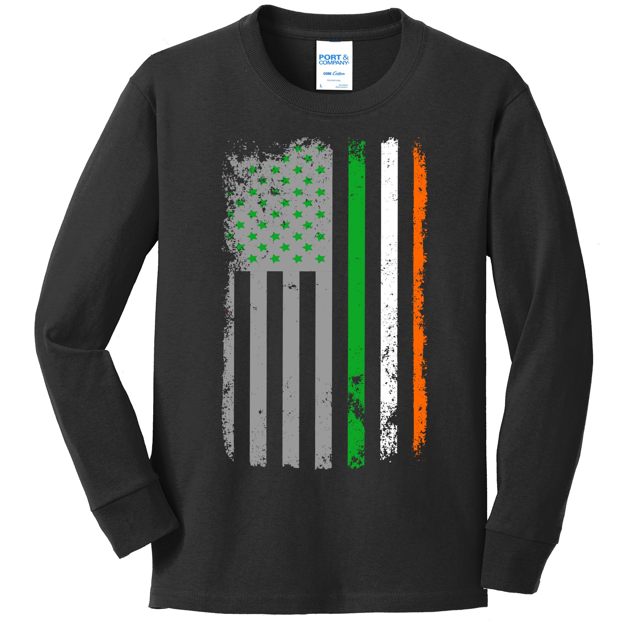 Vintage Irish American Flag Kids Long Sleeve Shirt