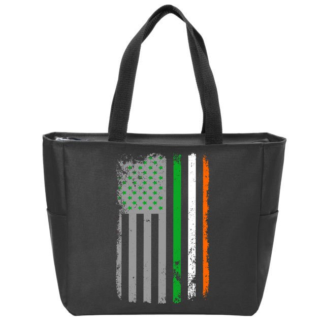 Vintage Irish American Flag Zip Tote Bag