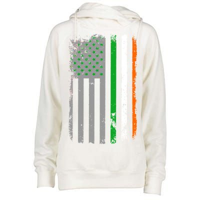 Vintage Irish American Flag Womens Funnel Neck Pullover Hood