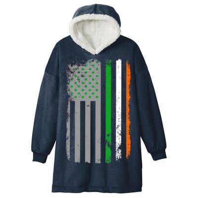 Vintage Irish American Flag Hooded Wearable Blanket