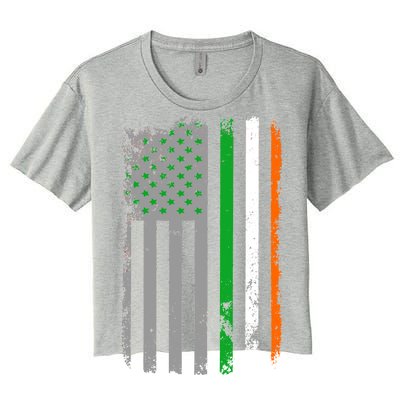 Vintage Irish American Flag Women's Crop Top Tee