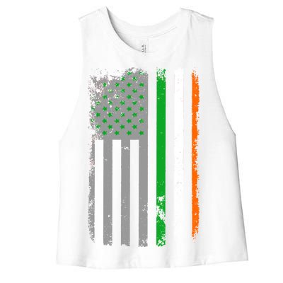 Vintage Irish American Flag Women's Racerback Cropped Tank