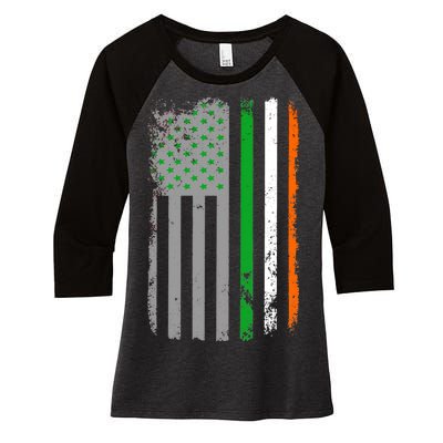 Vintage Irish American Flag Women's Tri-Blend 3/4-Sleeve Raglan Shirt