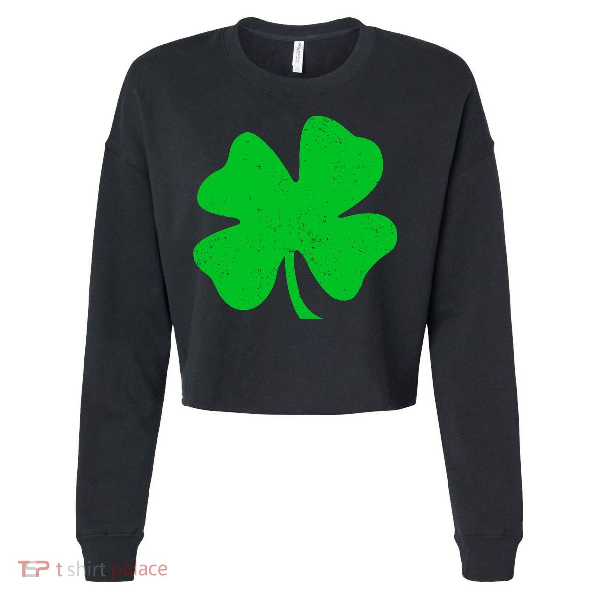 Vintage Irish Clover Cropped Pullover Crew