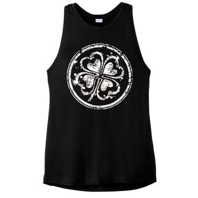 Vintage Irish Clover Cloverleaf Ladies PosiCharge Tri-Blend Wicking Tank