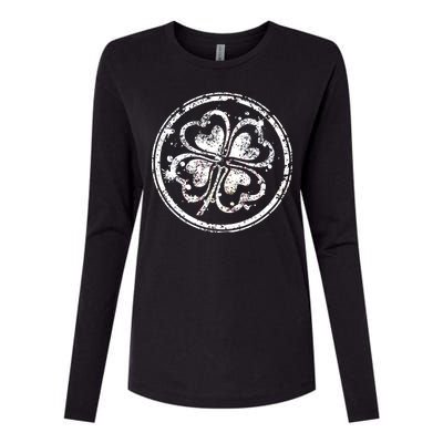 Vintage Irish Clover Cloverleaf Womens Cotton Relaxed Long Sleeve T-Shirt