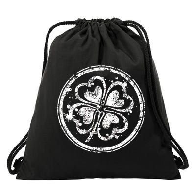 Vintage Irish Clover Cloverleaf Drawstring Bag
