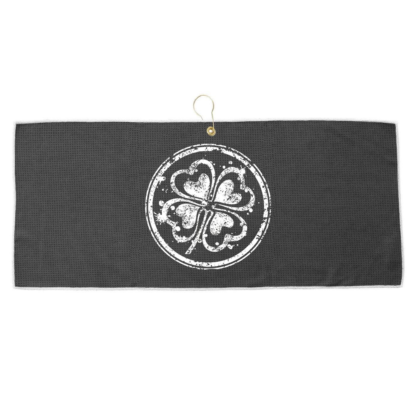 Vintage Irish Clover Cloverleaf Large Microfiber Waffle Golf Towel
