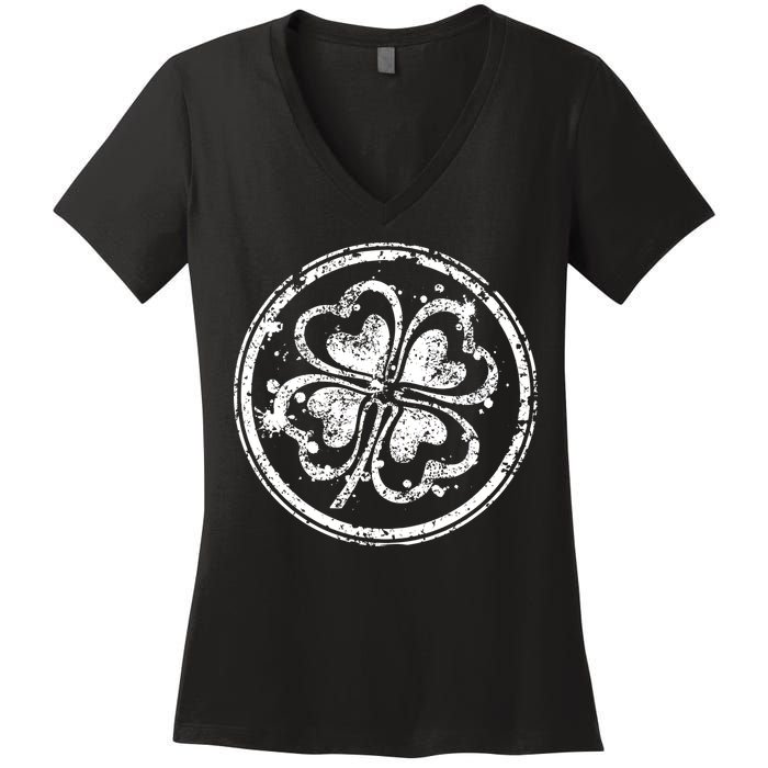 Vintage Irish Clover Cloverleaf Women's V-Neck T-Shirt