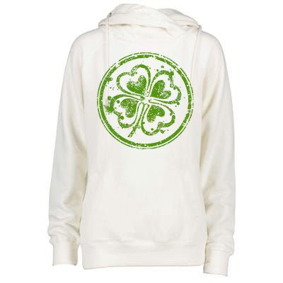 Vintage Irish Clover Cloverleaf Womens Funnel Neck Pullover Hood