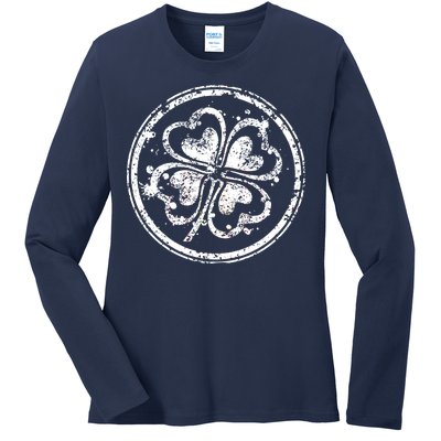 Vintage Irish Clover Cloverleaf Ladies Long Sleeve Shirt