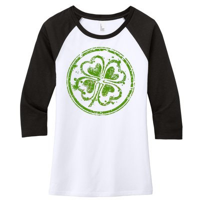 Vintage Irish Clover Cloverleaf Women's Tri-Blend 3/4-Sleeve Raglan Shirt